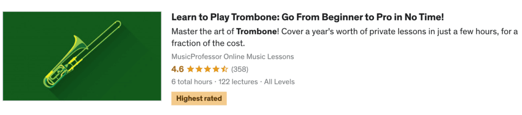 Learn to play trombone Ecourse on Udemy