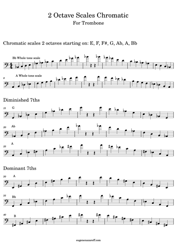 Trombone 2 Octave Scales Chromatic