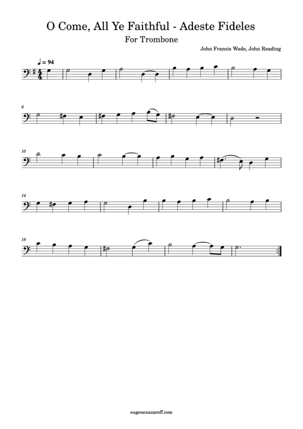 Adeste Fideles For Trombone