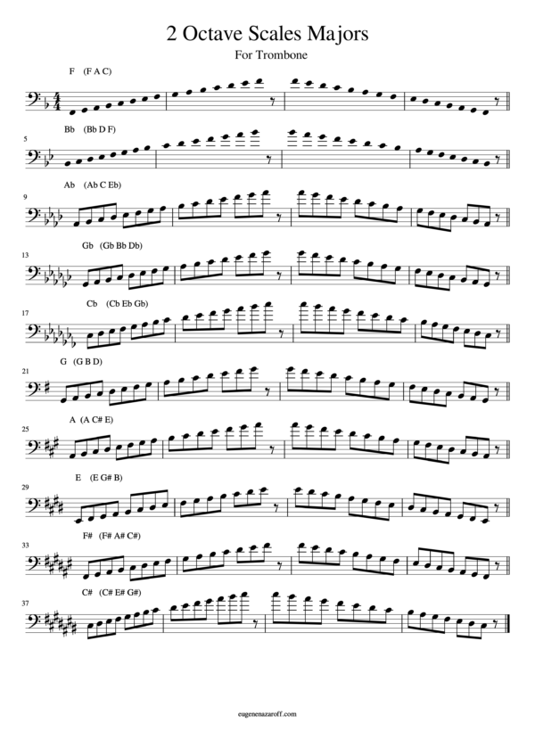 Trombone 2 Octave Scales Majors