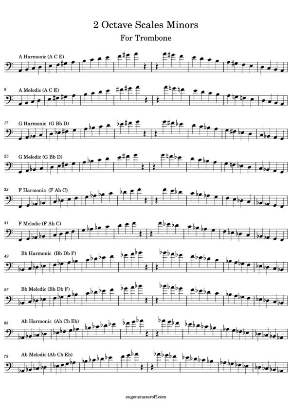 Trombone 2 Octave Scales Minors