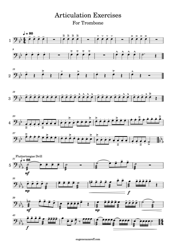 Trombone Articulation Exercises