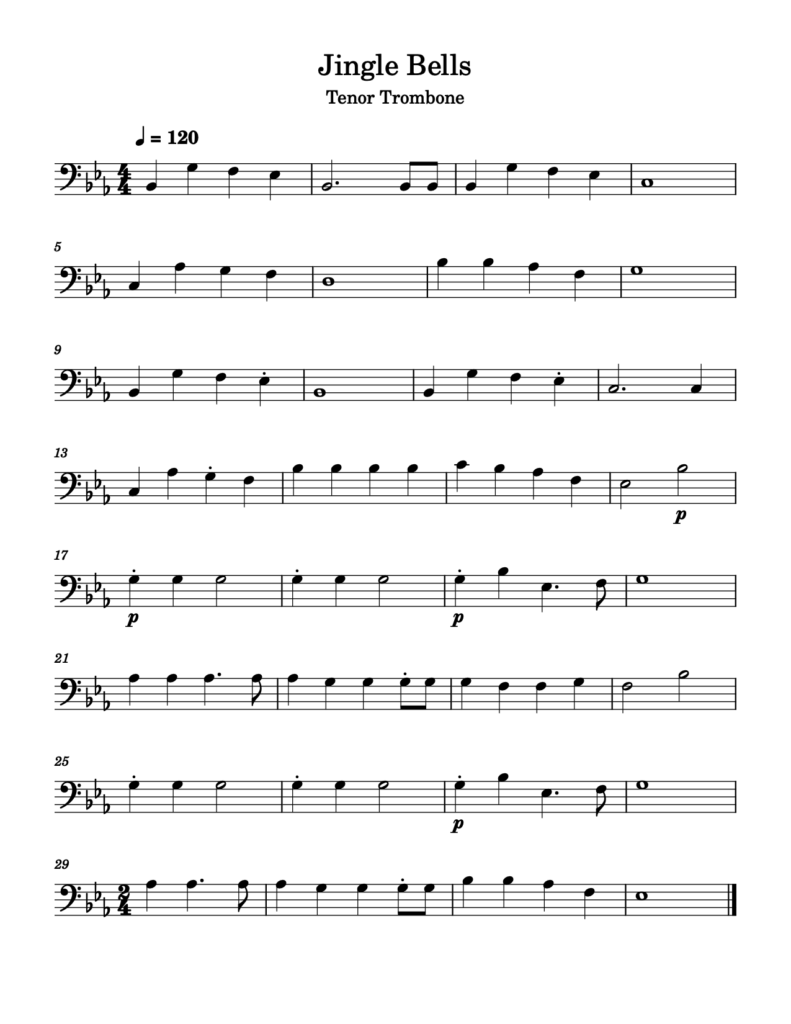 Jingle Bells For Trombone - Master Popular Christmas Sheet Music 2025