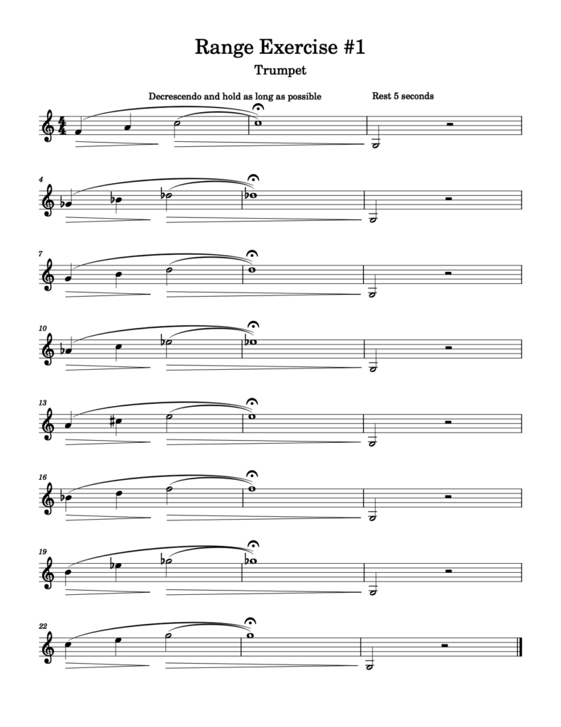 Range Exercises For Trumpet — # 1