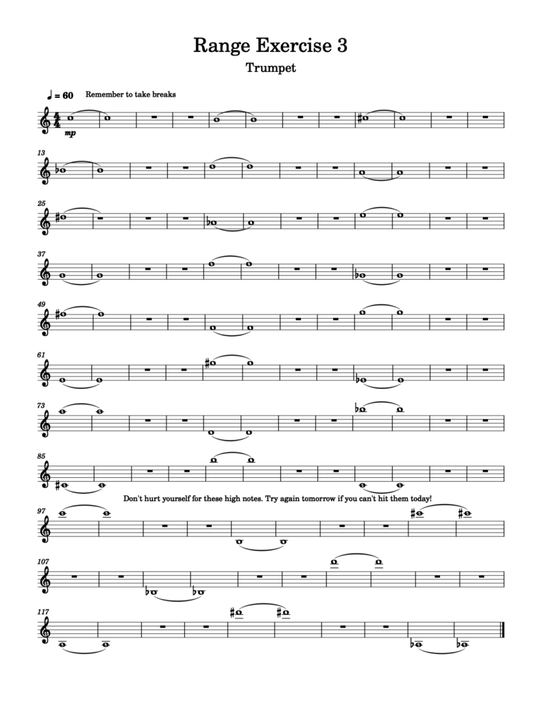Range Exercises For Trumpet — # 3